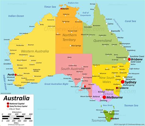 australia capital city map.